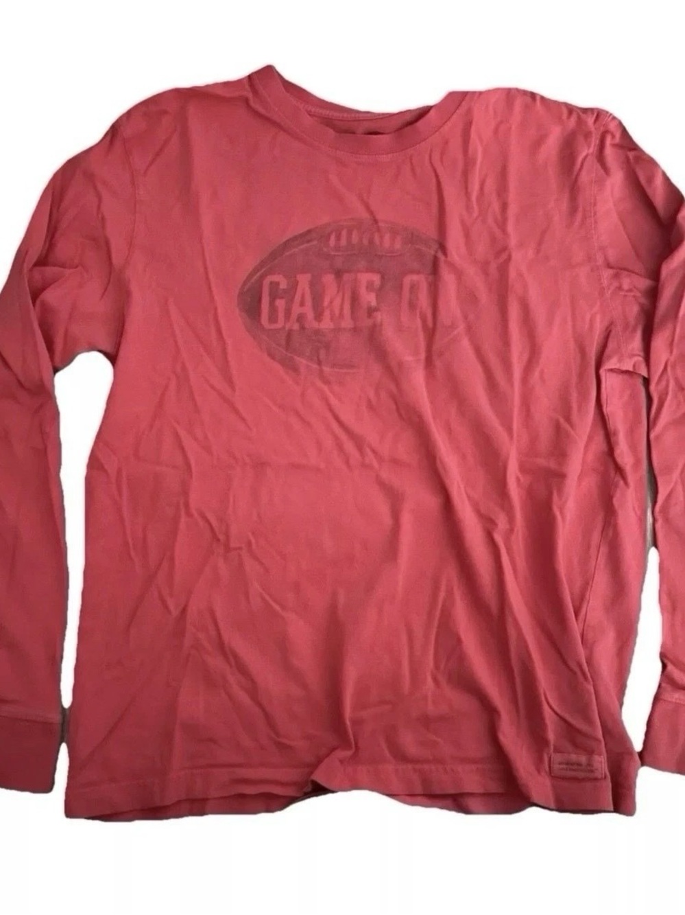 Life Is Good Game On Red Long Sleeve Shirt Size Medium